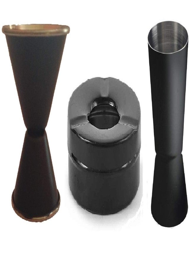 Dynore stainless Steel Double Sided 2 Black Peg measure 30/60, 20/40 ML with Black Lid Ash Tray - Image 1