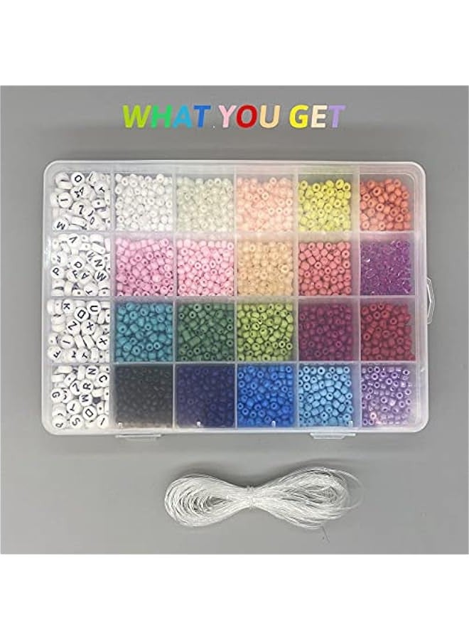 دوركو 3500 حرف الخرز و الخرز البوني 24-الشبكة الخرز مجموعة حبل حبات البذور الصغيرة مجموعة لصناعة المجوهرات الخرز السوار العثور على الحرف اليدوية إبر الخرز لصناعة السوار (4 مم) - Image 2