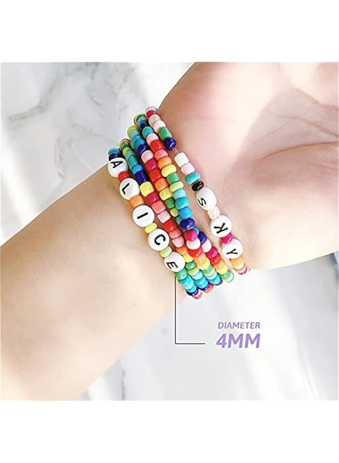 دوركو 3500 حرف الخرز و الخرز البوني 24-الشبكة الخرز مجموعة حبل حبات البذور الصغيرة مجموعة لصناعة المجوهرات الخرز السوار العثور على الحرف اليدوية إبر الخرز لصناعة السوار (4 مم) - Image 4