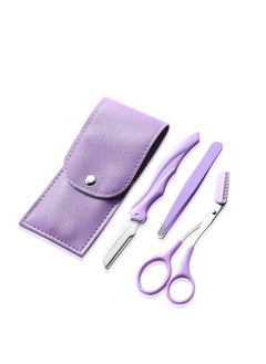 SYOSI Eyebrow Trimmer Scissors with Comb Stainless Steel Eyebrow Razor Eyelash Hair Scissors Beginner Eyebrow Trimmer Set Make Up Tool (Purple)  - Image 1