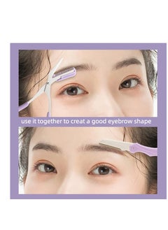 SYOSI Eyebrow Trimmer Scissors with Comb Stainless Steel Eyebrow Razor Eyelash Hair Scissors Beginner Eyebrow Trimmer Set Make Up Tool (Purple)  - Image 4