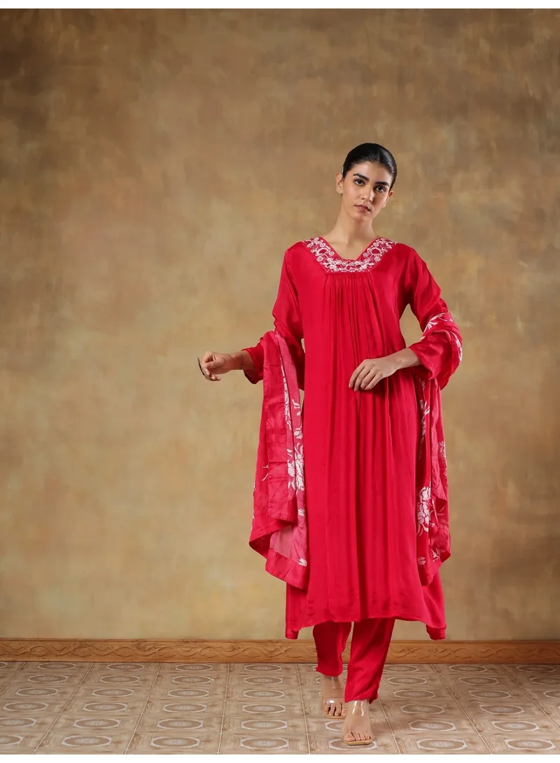 باناش برييا طقم كورتا فستان أناركالي مطرز من شيفون نقي للنساء، ملابس هندية تقليدية، طقم كورتا مع بنطال ودوباتا، طقم كورتا نسائي للحفلات والمناسبات