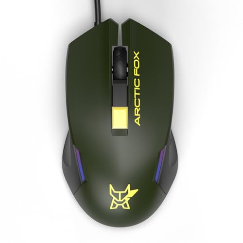 Arctic Fox Wired USB Gaming Mouse with Breathing Lights and DPI Upto 3600 (Forest Olive) - Image 1
