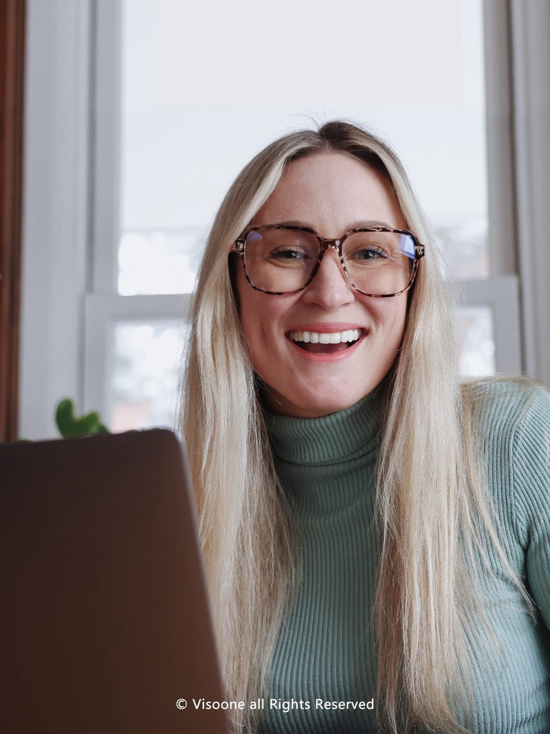 VISOONE Oversized Blue Light Blocking Glasses with Chic Square TR90 Frame and Metal Temple for Women Men REMY - Image 3