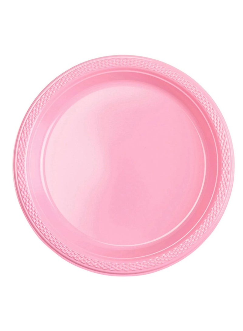 Amscan نظم طاولتك بأطباق بلاستيكية غير قابلة للكسر بحجم 9 إنش! عبوة من 20 - وردي