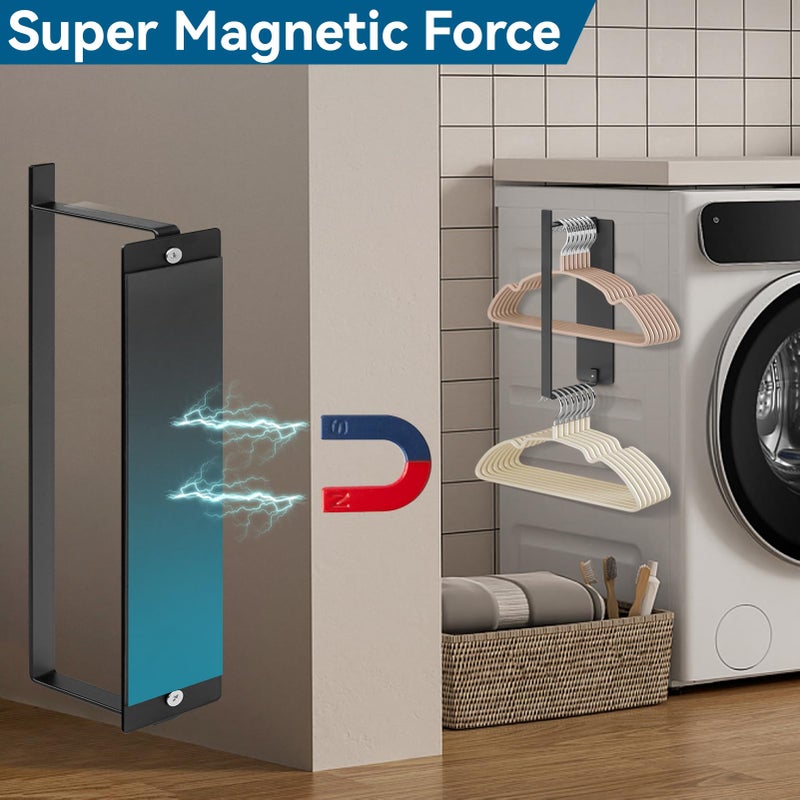 sunoyar Magnetic Hanger Holder for Dryer/Washer Laundry Room, Strong Magnetic Hanger Storage Organizer Rack Extra Large 1Pack Black - Image 2