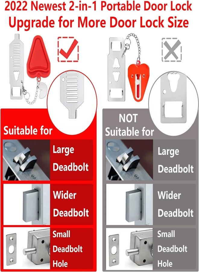 TOPPROSPER Upgraded Portable Door Lock Home Security Door Locker Devices & Door Stopper, Perfect Red Christmas Gifts Self Defense Travel Essentials for Hotel Apartment Airbnb Additional Safety - Image 4