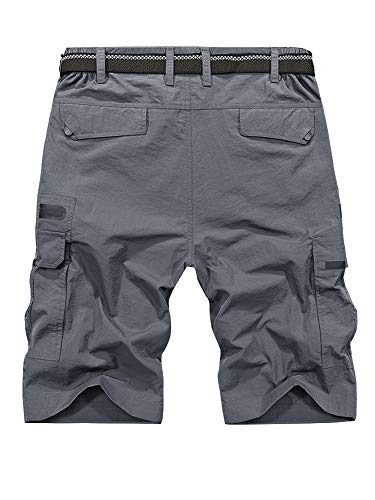 Jessie Kidden Mens Outdoor Casual Elastic Waist Lightweight Water Resistant Quick Dry Fishing Hiking Shorts (6222 Grey 36) - Image 2