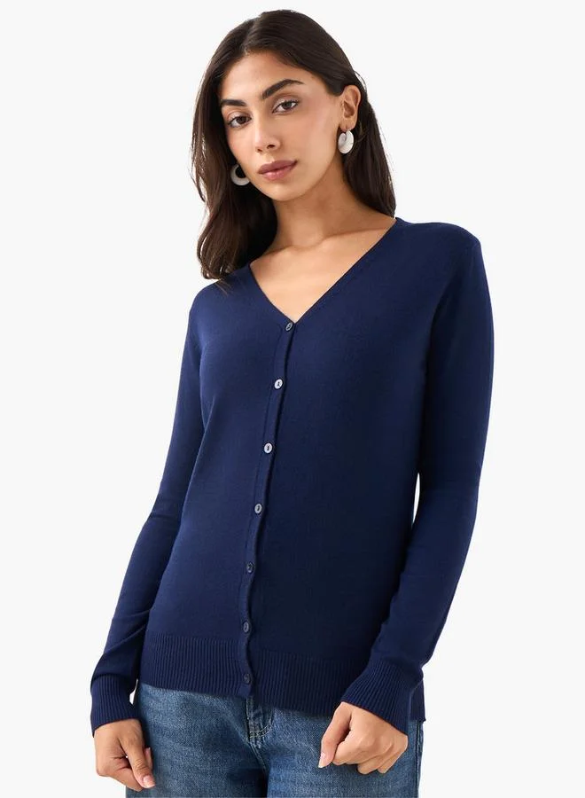 2Xtremz 2Xtremz Textured V-neck Tricot Cardigan