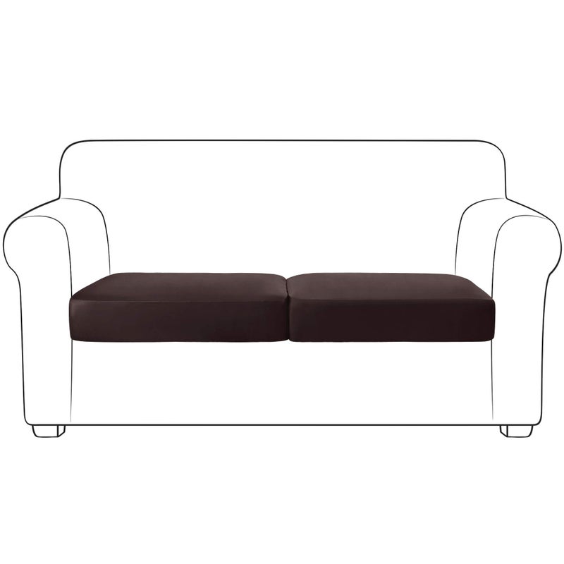 Yates Home PU Leather Couch Sofa Cushion Slipcover WaterProof Elastic Chair RV Seat Covers Loveseat Sofa Furniture Protector Slip Cover for Settee Seater Replacement Living Room2 Pieces Chocolate