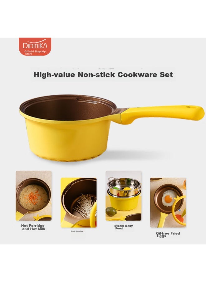 Didinika Baby Food Pot, Small Milk Pot For Infants, Ceramic Non-stick Pan With Frying And Cooking Functions, 16cm - Image 1