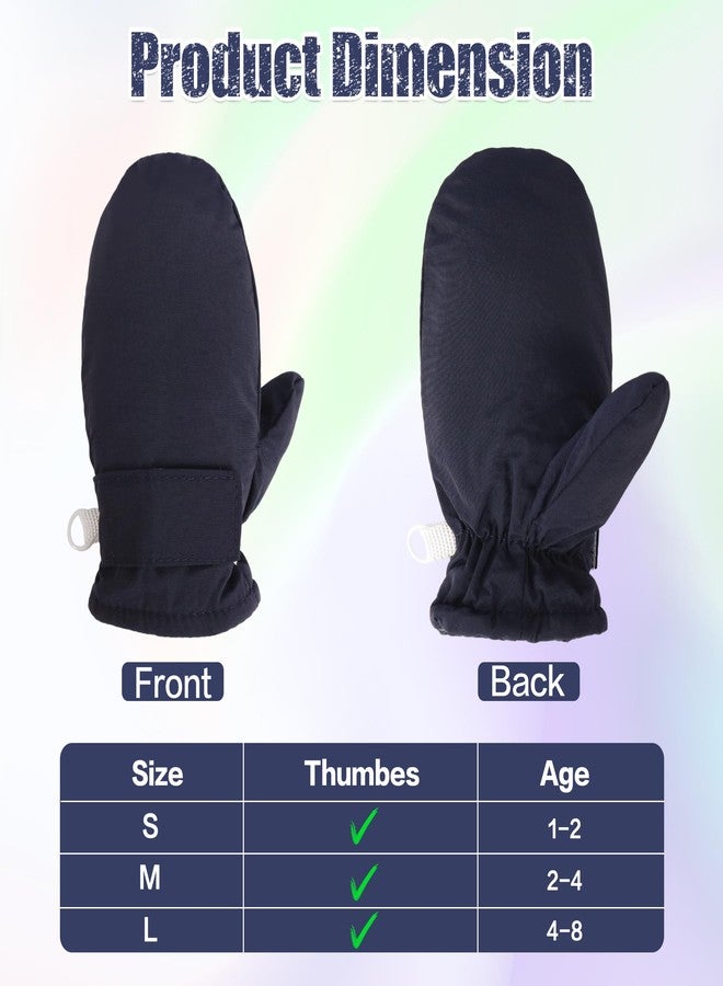 Fynnsure Toddler Mittens Baby Waterproof Snow Gloves Kids Mittens Ski Snow Gloves Cold Weather Mittens for Boys Girls Solid Navy 2-4 Years - Image 4