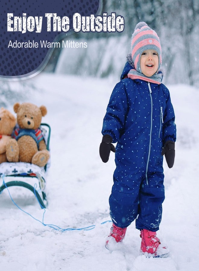 Fynnsure Toddler Mittens Baby Waterproof Snow Gloves Kids Mittens Ski Snow Gloves Cold Weather Mittens for Boys Girls Solid Navy 2-4 Years - Image 5
