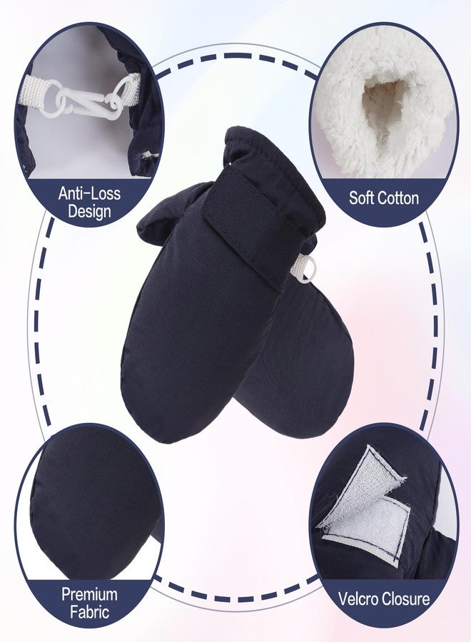 Fynnsure Toddler Mittens Baby Waterproof Snow Gloves Kids Mittens Ski Snow Gloves Cold Weather Mittens for Boys Girls Solid Navy 2-4 Years - Image 2