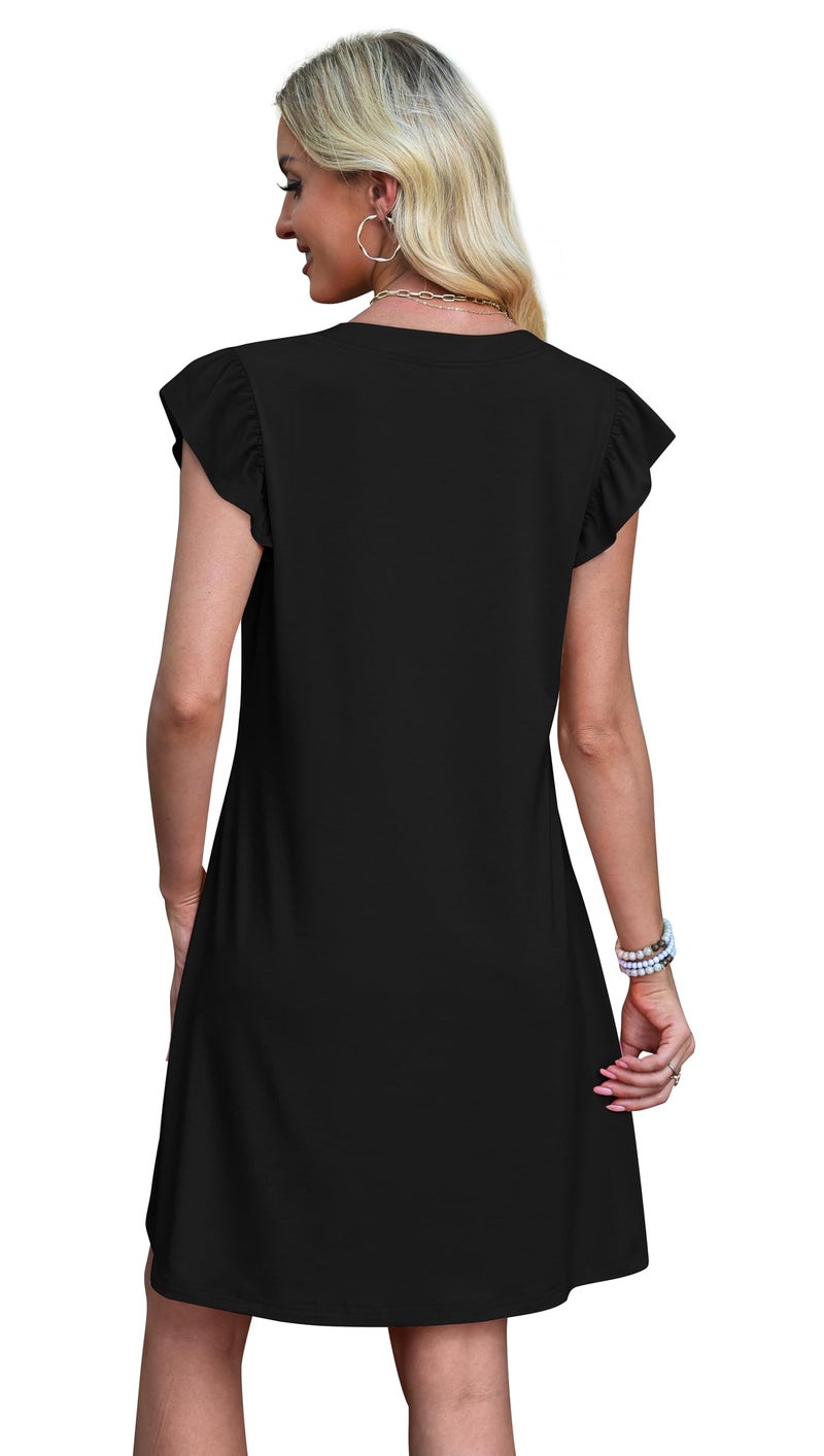 OFEEFAN Black Dress Spring Summer Dresses for Curvy Women Casual Sundress Loose Clothes Cruise Elegant Classy Date Outfits L - Image 5
