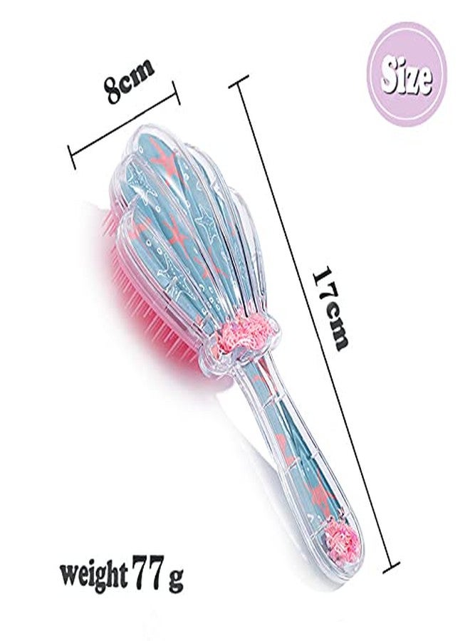 BYVUTE Mermaid Detangler Hair Brush, Detangling Hair Comb Christmas Shell Glitter Comb Hairbrush Massage Scalp No Pain Detangler for Dry & Wet Hair Kids Girls Woman (Pink) - Image 2