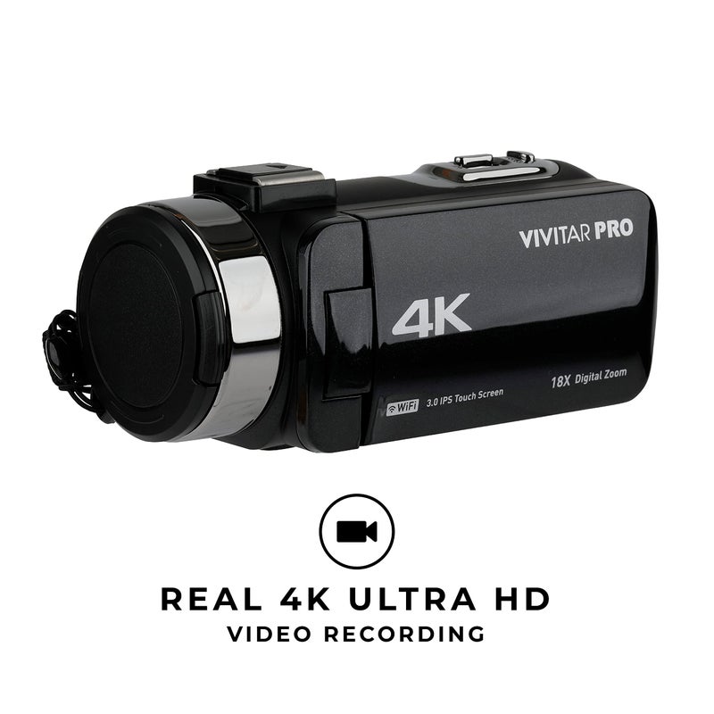 Vivitar 4K Video Camera, Wi-Fi Ultra HD Camcorder with 18x Digital Zoom, 3â€ IPS Touchscreen Video Recorder with Night Vision, Vlogging Camera with 3.5mm Microphone Jack, Rechargeable, SD Card Slot - Image 4