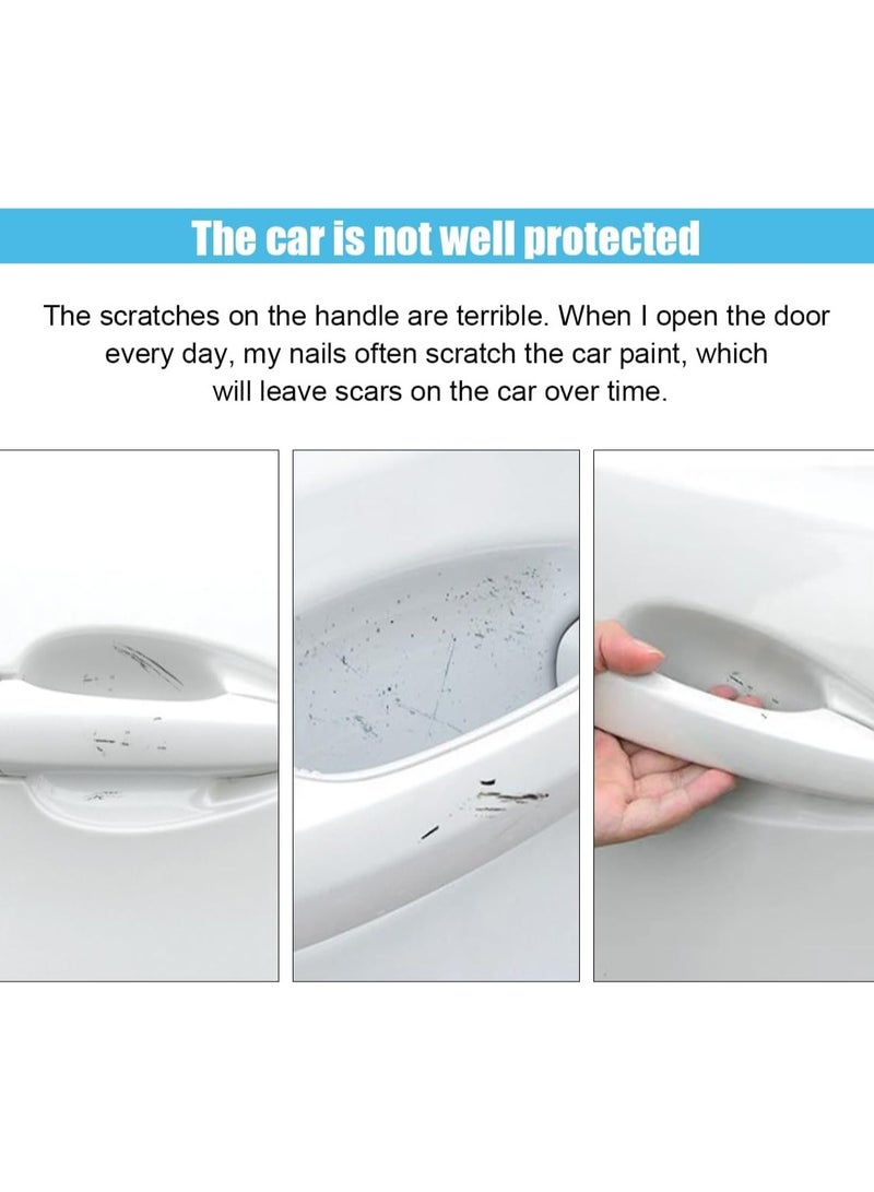 8PCS Car Door Handle Scratch Protectors, Carbon Fiber Car Door Handle Bowl Sticker, Universal Car Door Handle Paint Guard Cover, Door Handle Cup Protective Film for Cars (Black) - Image 3