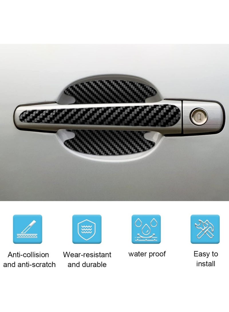 8PCS Car Door Handle Scratch Protectors, Carbon Fiber Car Door Handle Bowl Sticker, Universal Car Door Handle Paint Guard Cover, Door Handle Cup Protective Film for Cars (Black) - Image 4