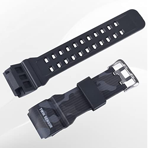 OliBoPo Natural Resin Replacement Watch Strap for Casio Mens G-Shock Master of G Mudmaster Twin Sensor Sports Watch GG-1000/GWG-100/GSG-100 (Camouflage Black) - Image 3