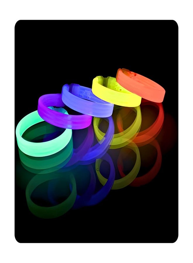 Shimmers Glow Bracelets Pack of 2 (Assorted Colors) Triple Wide Neon Wrist Bands for Kids & Adults | Party Favors for Birthday, Concert, Night Events, Festivals & Celebrations - Image 1
