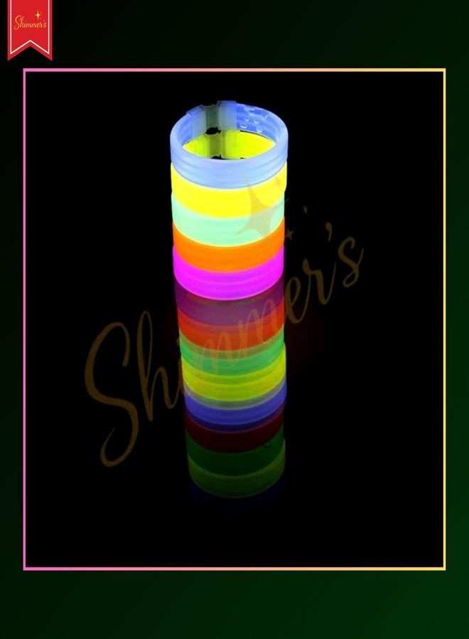 Shimmers Glow Bracelets Pack of 2 (Assorted Colors) Triple Wide Neon Wrist Bands for Kids & Adults | Party Favors for Birthday, Concert, Night Events, Festivals & Celebrations - Image 2
