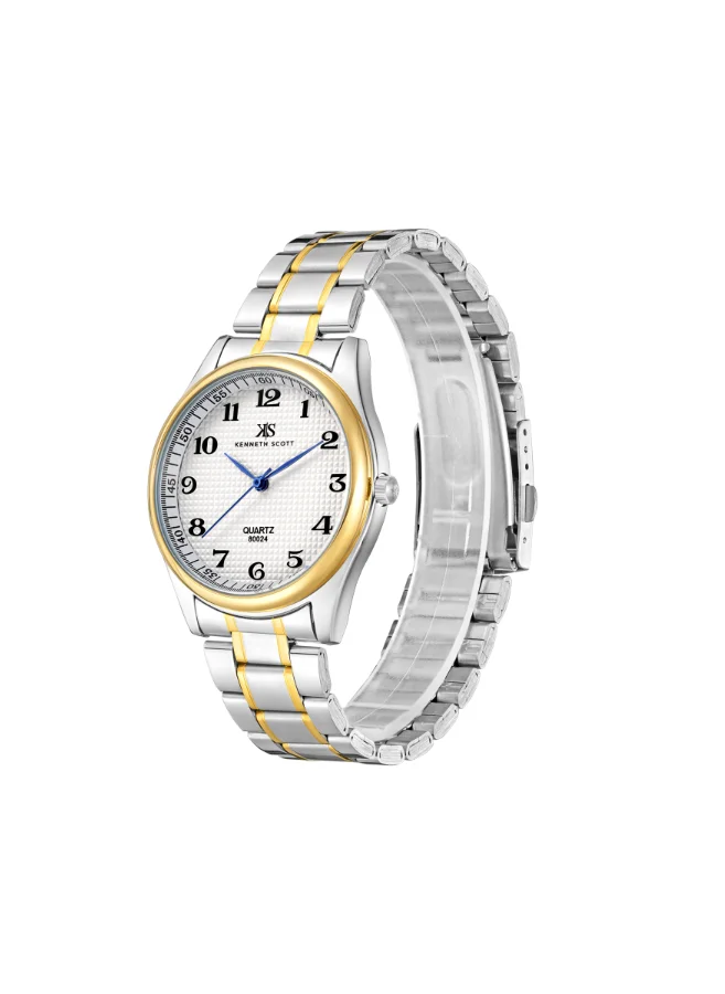 KENNETH SCOTT Men's Analog Display Watch With Gold Steel Strap - K23052-TBTW