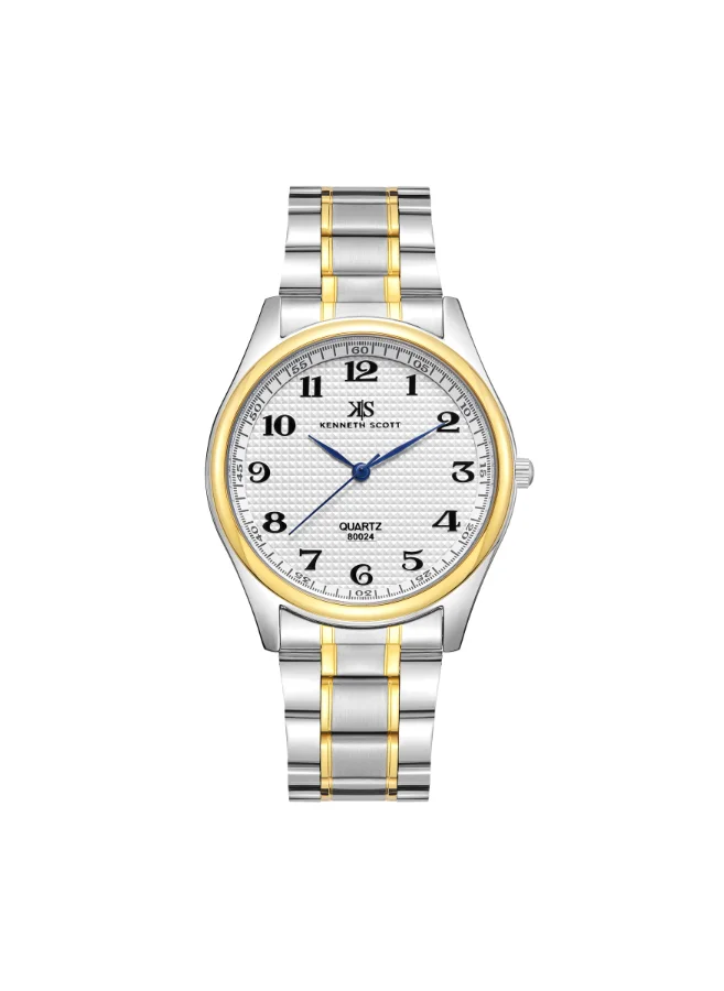 KENNETH SCOTT Men's Analog Display Watch With Gold Steel Strap - K23052-TBTW