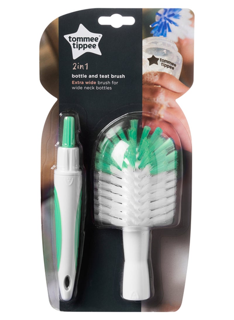 tommee tippee Bottle and Teat Brush – Green Baby Bottle Cleaner with Dual Head & Durable Bristles – Feeding Accessories for Milk Bottles & Teats – Unisex Baby Essentials - Image 3
