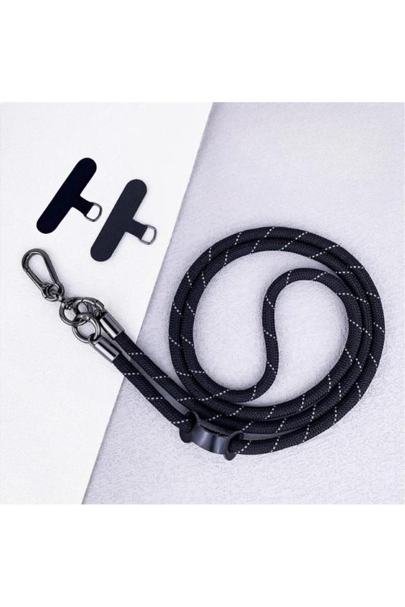 إيروريكس حبل تعليق للهاتف المحمول من البوليستر/النايلون باللونين الأسود والأبيض، يمكن تعليقه على الظهر أو الرقبة، قابل للإزالة، عالي الجودة
