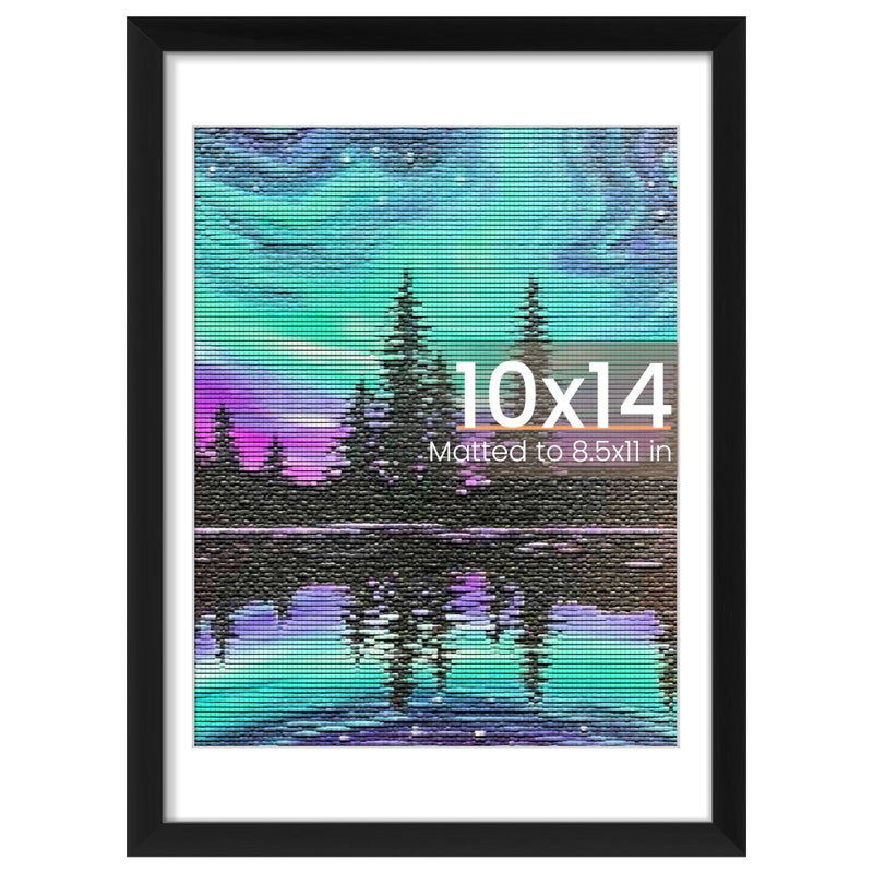 upsimples 10x14 Picture Frame, Display Pictures 8.5x11 with Mat or 10 x 14 Without, Wall Hanging Diamond Frames, Black, 1 Pack - Image 1