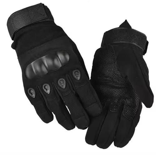 Aadikart Full Finger Hard Knuckle Motorcycle Shooting tactical Outdoor Breathable Gym & Fitness riding gloves for Boys & Men(Size: L, Black) - Image 1