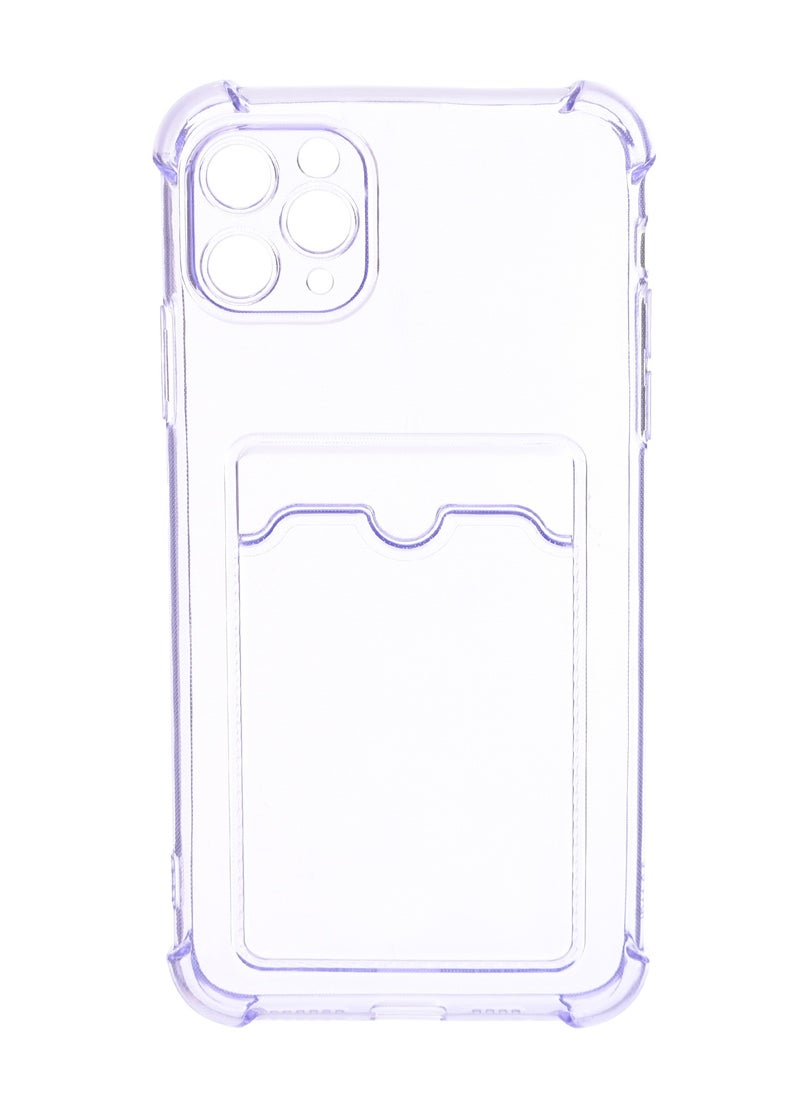 Generic - Silicone Back Phone Protection Cover With Silicone Pocket And Safety Edges For Iphone 11 Pro Max 6.5 - Transparent Purple - Image 1