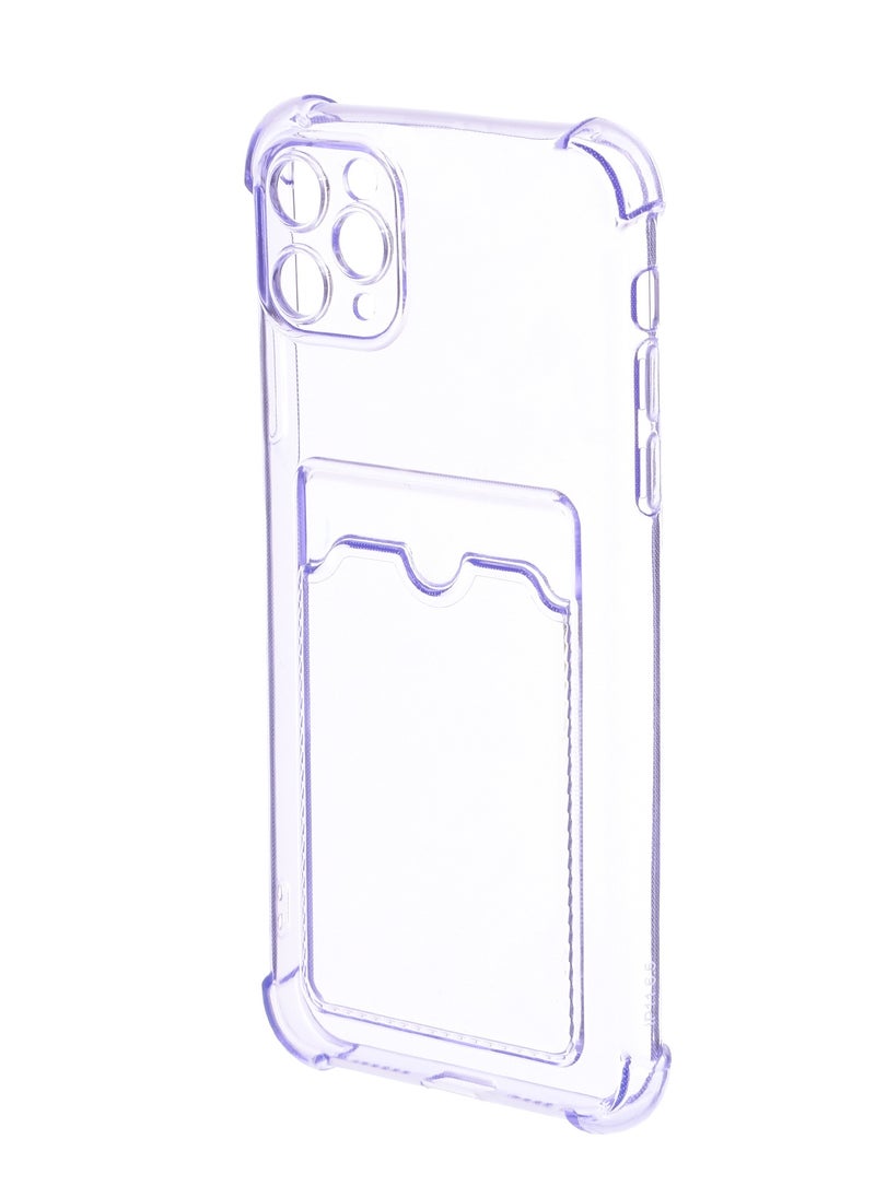 Generic - Silicone Back Phone Protection Cover With Silicone Pocket And Safety Edges For Iphone 11 Pro Max 6.5 - Transparent Purple - Image 1