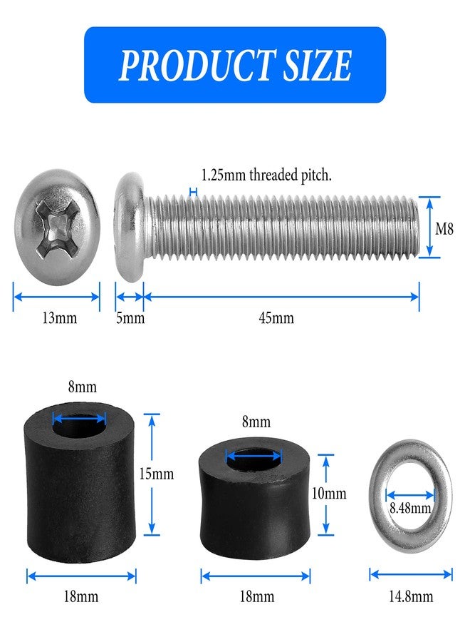 Belleone Wall Mounting Screws Bolts Fit for Samsung TV - M8 x 45mm with 25mm Long Spacers, Solid Screw Bolts Hardware, TV Mounting Bolt Compatible with Samsung 50" 55" 60" 65" 70" 75" 82" TV - Image 3