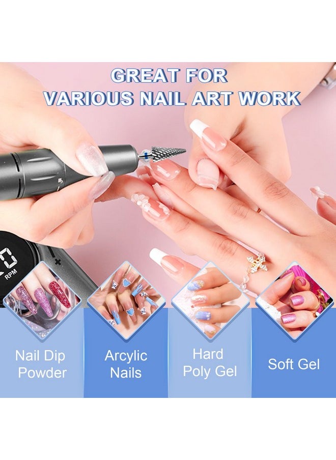2Pcs Nail Drill Bits 3/32” Nail Bits For Nail Drill Safety Tungsten Carbide Bits For Acrylic Nails Drill Bit For Nail Professional Sets Great For Remove Hard Gel Two Way Rotate Bits (Medium & Fine)