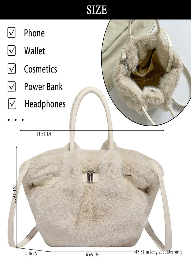 Extolove Furry Purse Mini Fluffy Tote Bag Designer Fuzzy Crossbody Handbag Faux Fur Purses for Women Plush Bag (Black) - Image 4