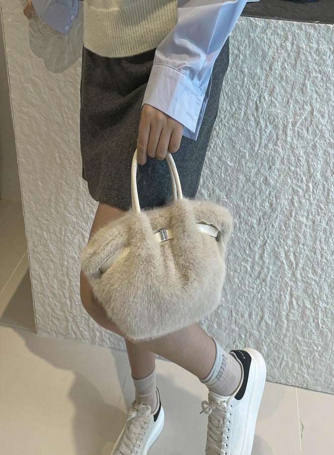 Extolove Furry Purse Mini Fluffy Tote Bag Designer Fuzzy Crossbody Handbag Faux Fur Purses for Women Plush Bag (Black) - Image 3