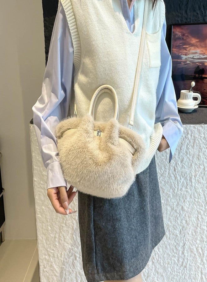 Extolove Furry Purse Mini Fluffy Tote Bag Designer Fuzzy Crossbody Handbag Faux Fur Purses for Women Plush Bag (Black) - Image 2