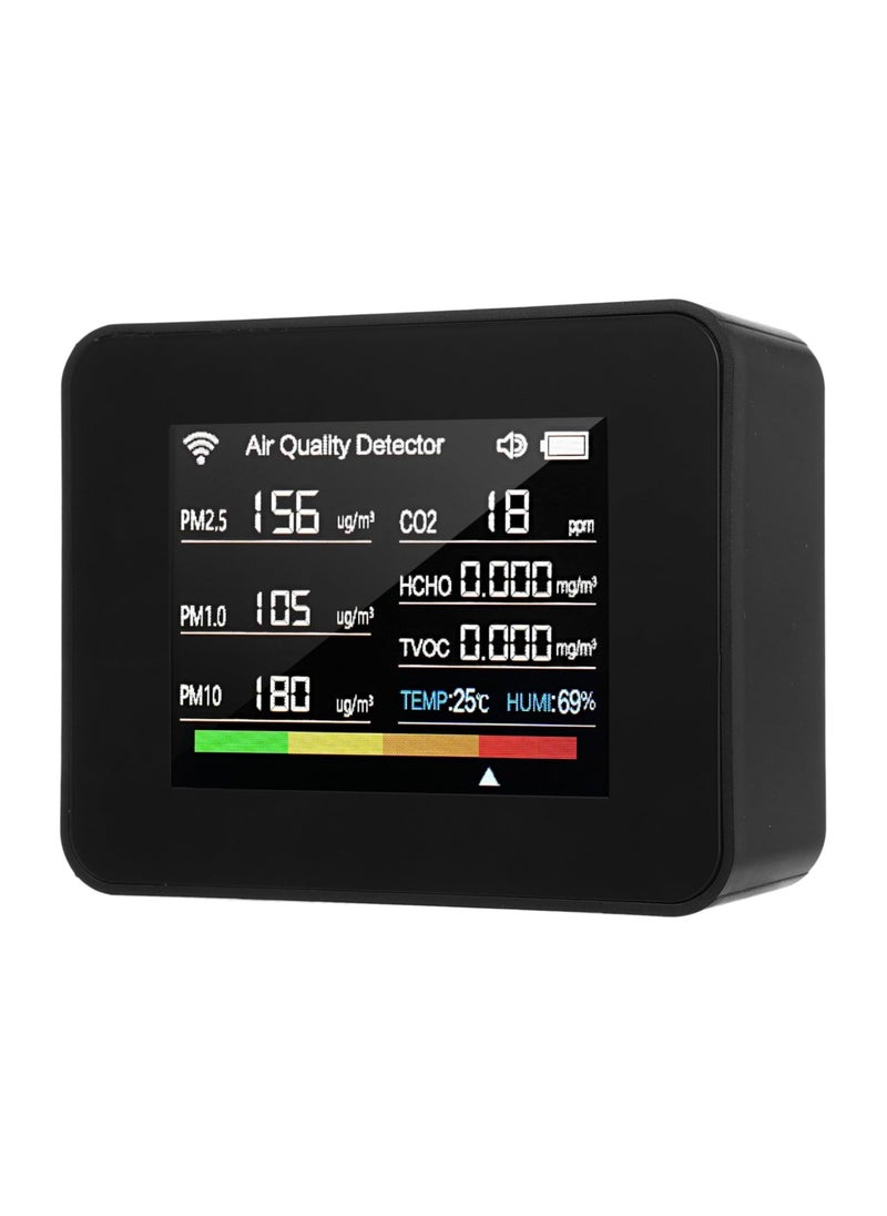 TUYA - WiFi Air Quality Meter 13-in-1 Indoor Air Quality Monitor Detects CO₂ TVOC HCHO PM2.5 PM1.0 PM10 Humidity and Temperature Time Date Alarm Timer and Stopwatch Timer with Alarm for Home Offices - Image 1