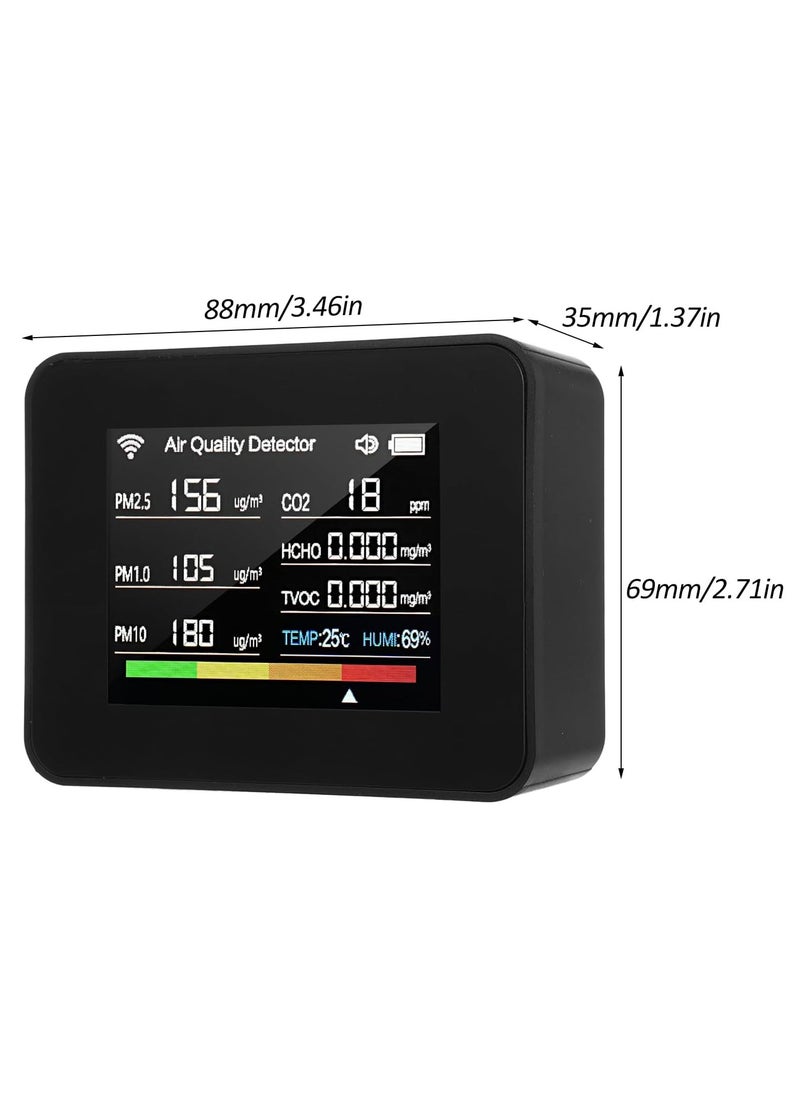 TUYA - WiFi Air Quality Meter 13-in-1 Indoor Air Quality Monitor Detects CO₂ TVOC HCHO PM2.5 PM1.0 PM10 Humidity and Temperature Time Date Alarm Timer and Stopwatch Timer with Alarm for Home Offices - Image 1