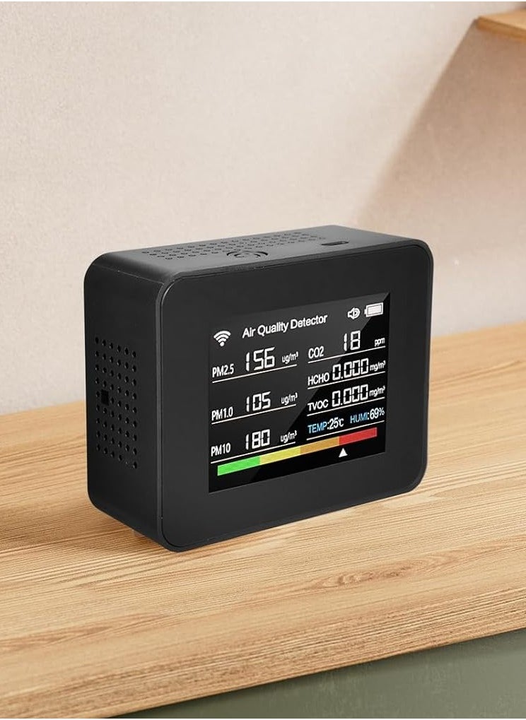TUYA - WiFi Air Quality Meter 13-in-1 Indoor Air Quality Monitor Detects CO₂ TVOC HCHO PM2.5 PM1.0 PM10 Humidity and Temperature Time Date Alarm Timer and Stopwatch Timer with Alarm for Home Offices - Image 1