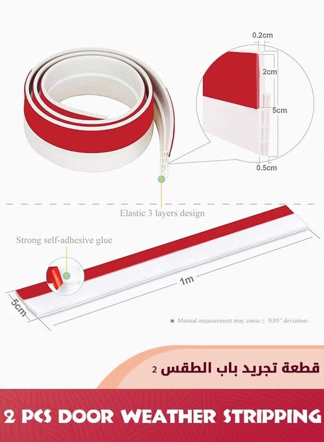 2 شريط الختم المقاوم للرياح أسفل باب التغليف لزج ومقاوم للماء وعازل للصوت ، ويمكن تعديل شريط إيقاف الباب في الأسفل ، وهو مناسب لشريط الختم للأبواب الداخلية والخارجية ، أبيض-ستة ثقوب (100 سم) - Image 3