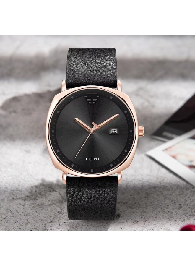 TOMI Men's Watch Minimalist Fashion Sports Watch Calendar Leather Casual Quartz Watch - Image 1