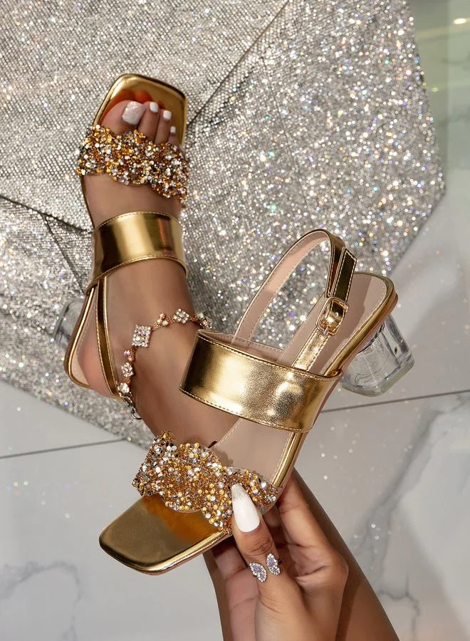 Take Two  Embellished Block Heel Sandals for Women | Best Price UAE