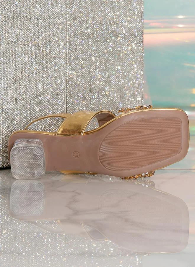 Take Two  Embellished Block Heel Sandals for Women | Best Price UAE