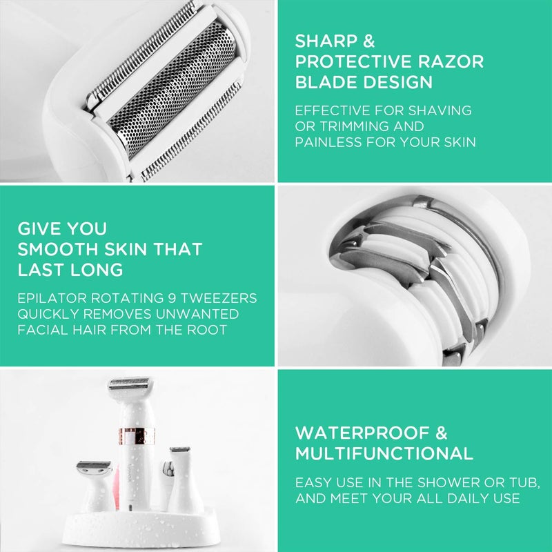 VOYOR Electric Shaver for Women Bikini Trimmer Hair Remover for Face Body, 5 in 1 Groomer Kit Lady Shaver Bikini Razor Women for Hair Trimmer, Cordless Rechargeable Waterproof ES500 - Image 5