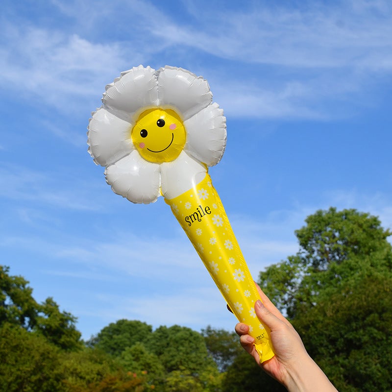 Daisy Smiley Daisy Handheld Stick Mid-Stick Headband Aluminum Film Balloon Stall Push-Sweep Code Activity Balloon - Image 1