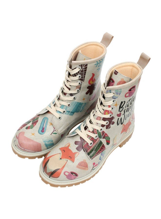 Dogo Women's Vegan Leather Gray Tall Boots - Bitter Sweet Winter Design. - Image 2