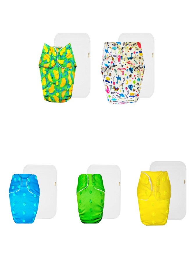 Dumbledo Premium Cloth Diaper with Cotton Insert (Pack of 5) | Snug Fit | Leakproof | Quick Dry | Trusted by Moms | 3 Months - 3 Years | Unisex Baby - Image 1